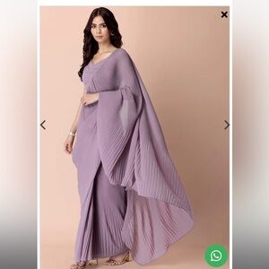 Lilac purple ready to wear saree. Pre stitched saree. Only saree no blouse/top